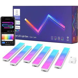 Smart LED Wall Lights RGB+IC 3D Light Bars with Music Sync Multicolor, 6Pcs